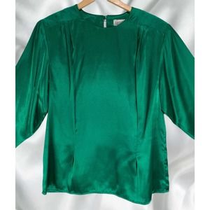 Vintage Argentine Emerald Green Long Sleeved Holiday Top 0539II
